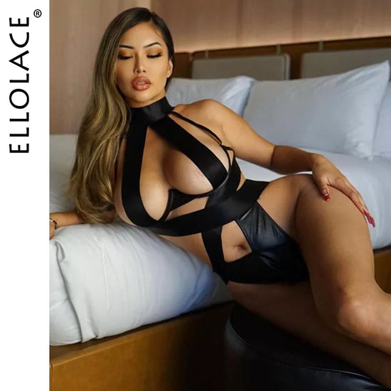 Ellolace Halter Lace Bodysuit - Sensual Sissy Wear