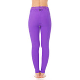Lila spetsleggings med hög midja och smal passform, elegant och stilren design.