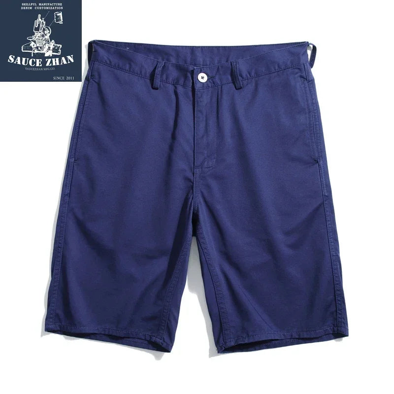 SauceZhan  Men Short Chino Pants Navy Shorts