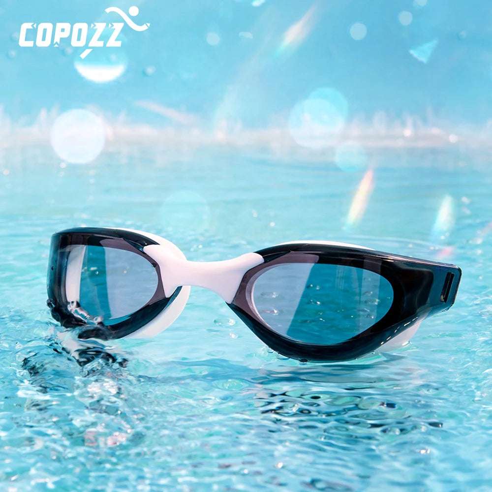 COPOZZ Professional Waterproof Plating Clear Double Anti-Fog Swim Glasses