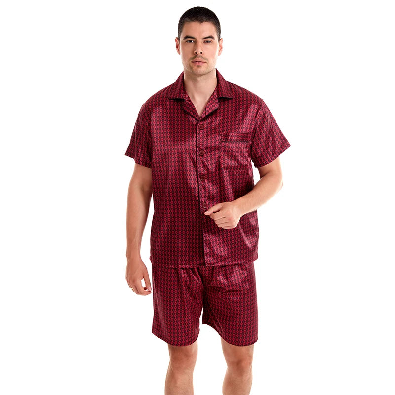 Tony&Candice Satin Silk Pajamas Shorts for Men Rayon Silk