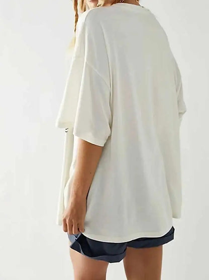 Boho Inspired White Oversized T Shirt Women