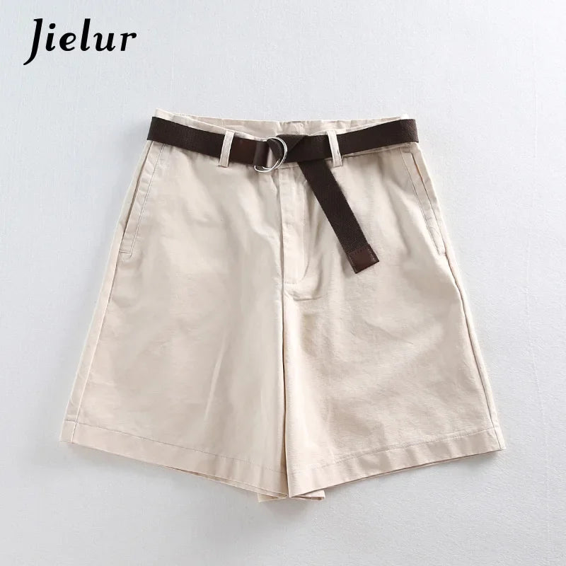 Jielur Shorts All-Match 4 Enfärgade Sashes Casual Shorts