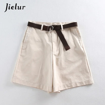 Jielur Shorts All-Match 4 Solid Color Sashes Casual Shorts