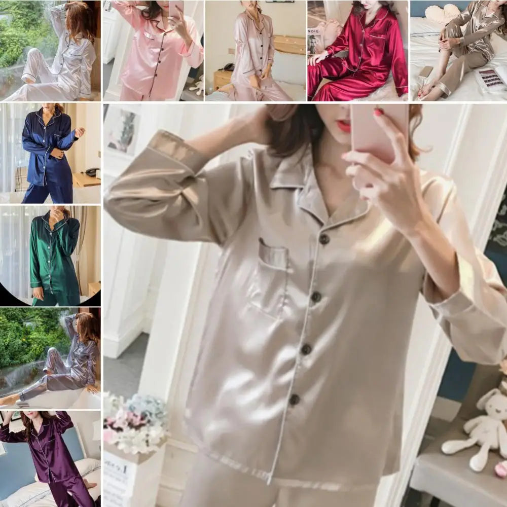 Silk Serenity: Luxe Satin Pajama Set for Women