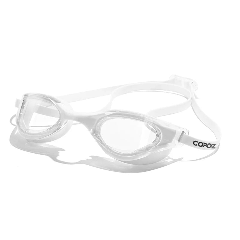 COPOZZ Professional Waterproof Plating Clear Double Anti-Fog Swim Glasses