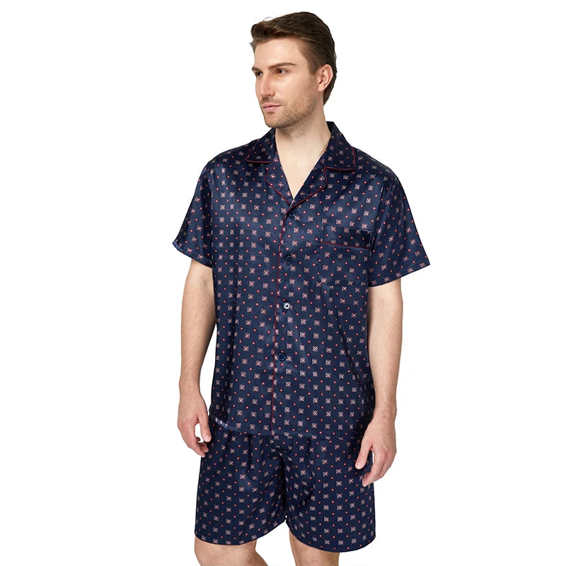 Tony&Candice Satin Silk Pajamas Shorts for Men Rayon Silk
