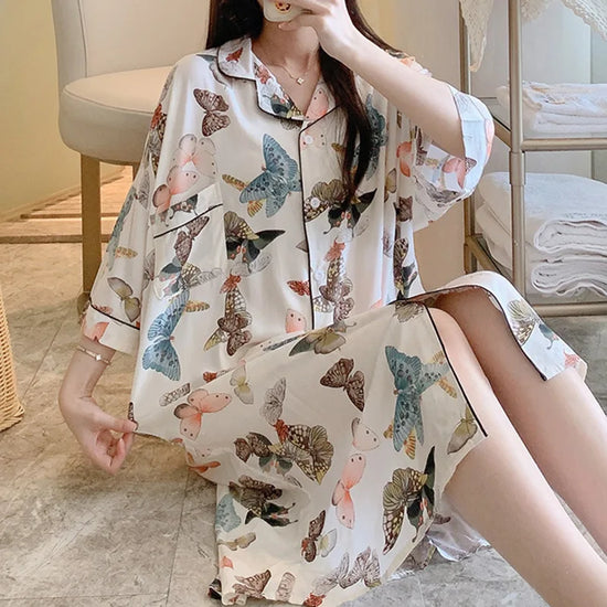Floral Dream Summer Nightgown For Women Sleepwear Cozy