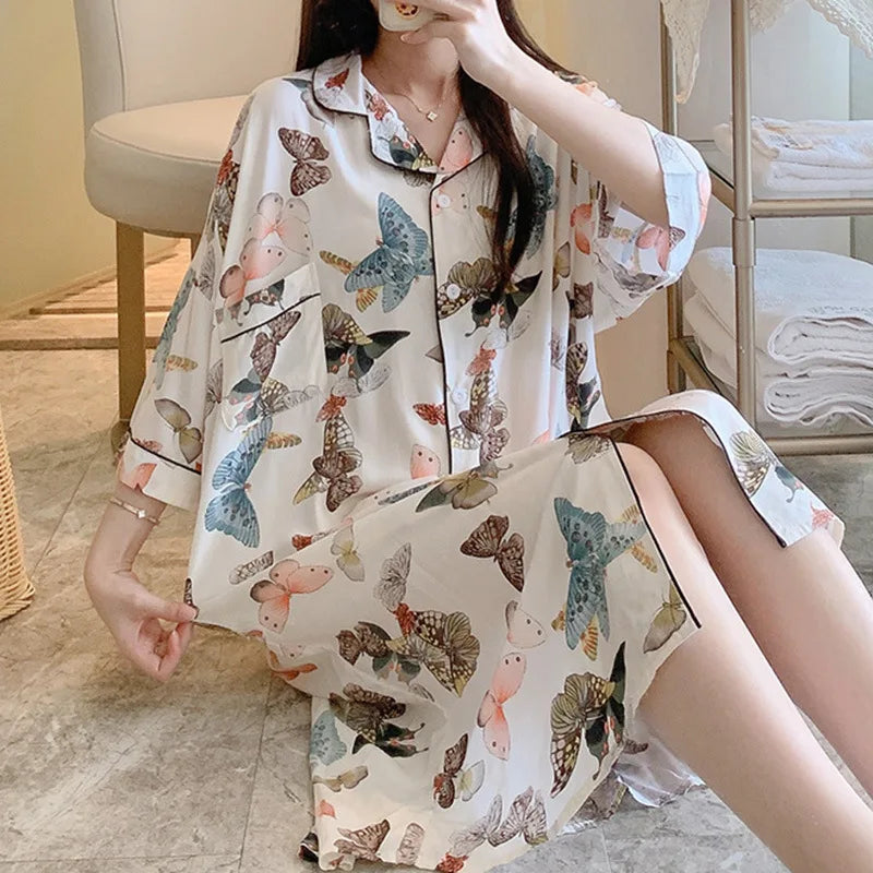 Floral Dream Summer Nightgown For Women Sleepwear Cozy