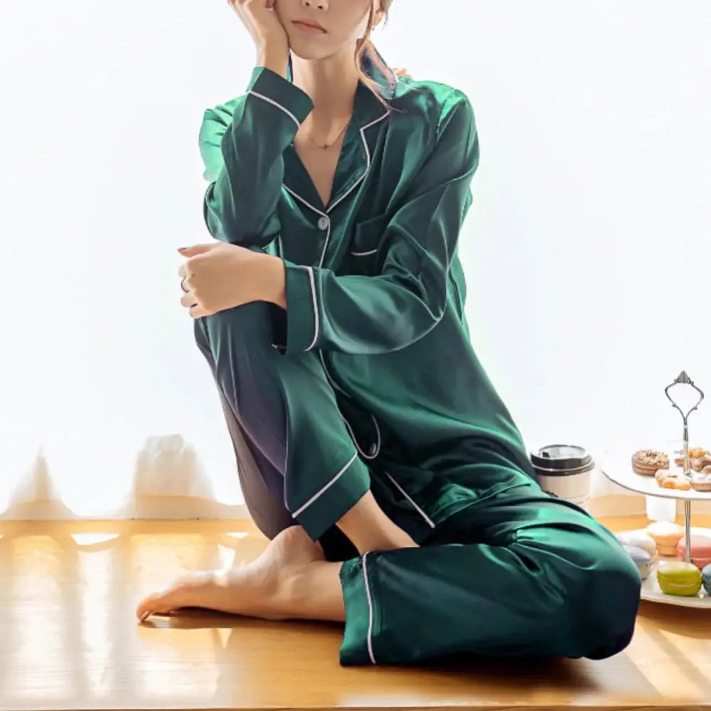Silk Serenity: Luxe Satin Pajama Set for Women
