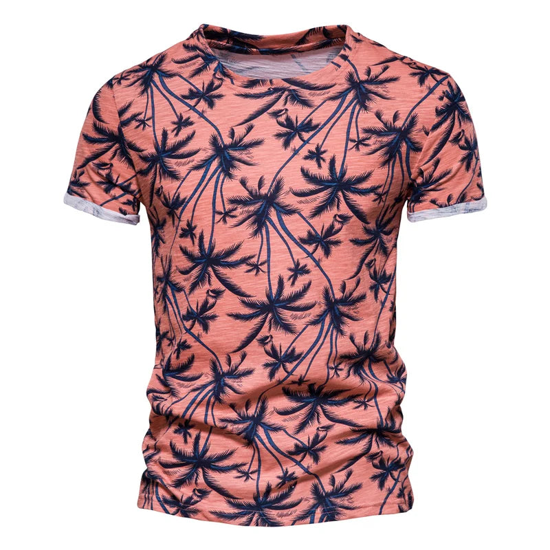 AIOPESON Hawaii Style T-Shirts Men O-Neck