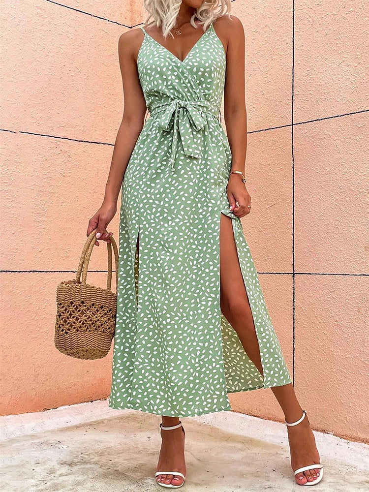 Summer Women Backless Floral Printed Dress