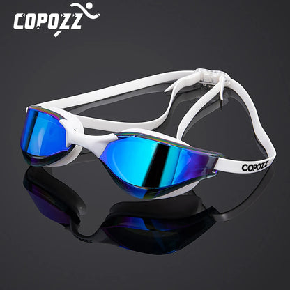 COPOZZ Professional Waterproof Plating Clear Double Anti-Fog Swim Glasses