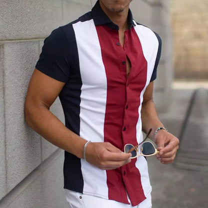 Men Shirt Handsome Stripe Print