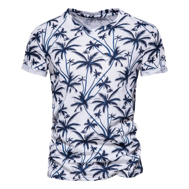 AIOPESON Hawaii Style T-Shirts Men O-Neck