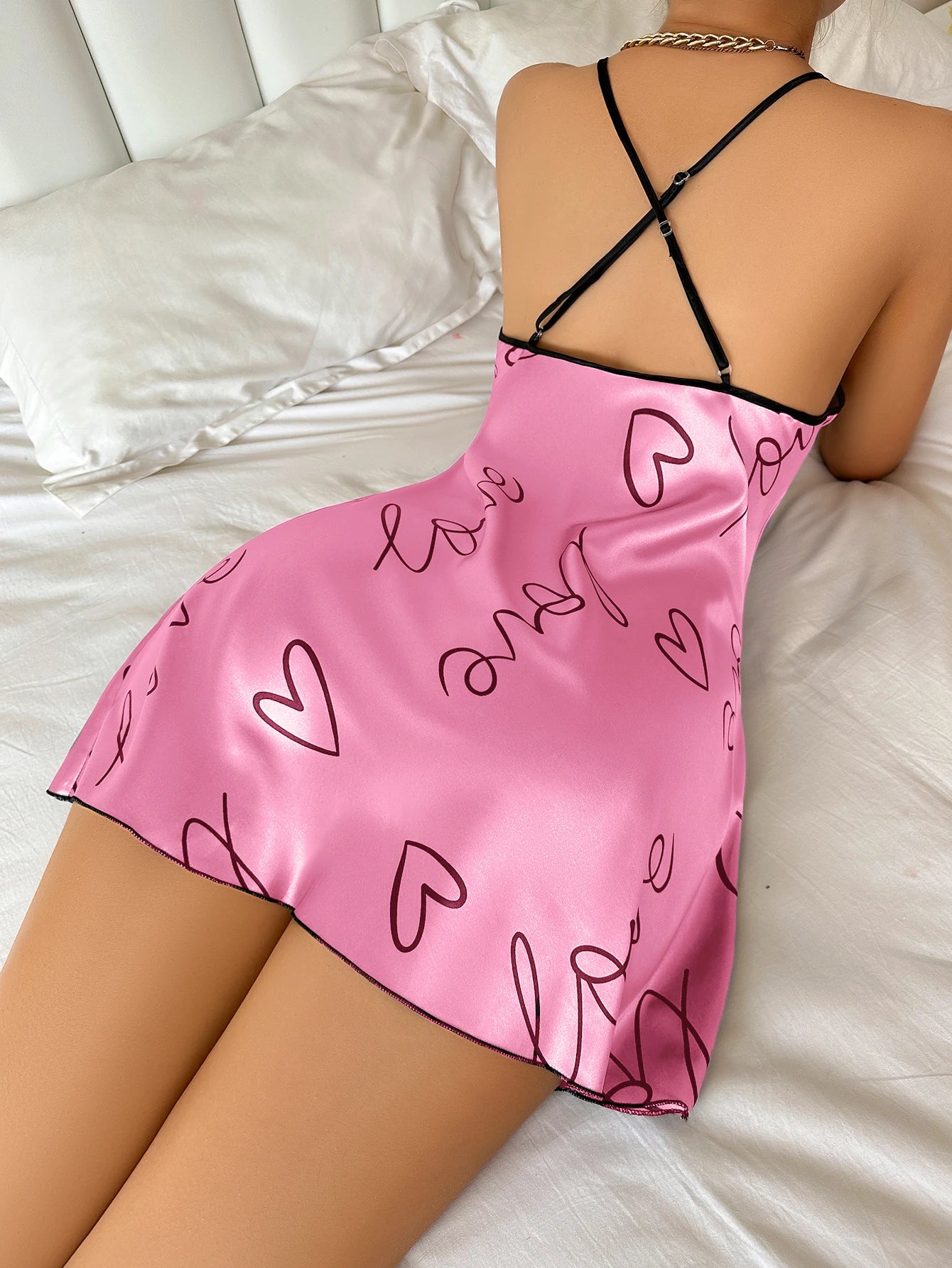 Heart Letter Print Nightdress For Comfortable Sleepwear