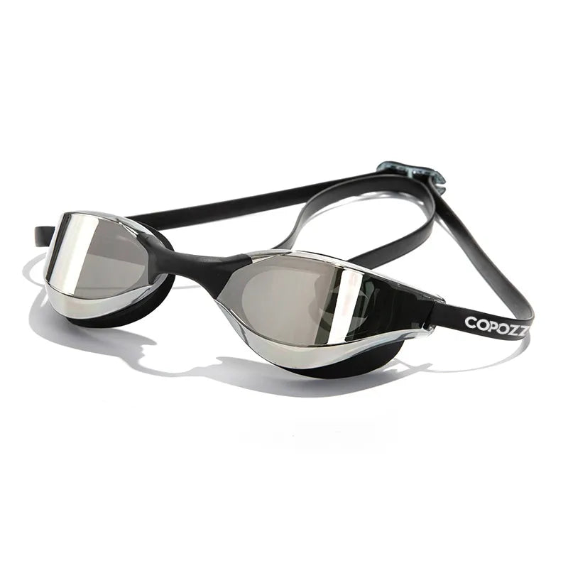 COPOZZ Professional Waterproof Plating Clear Double Anti-Fog Swim Glasses