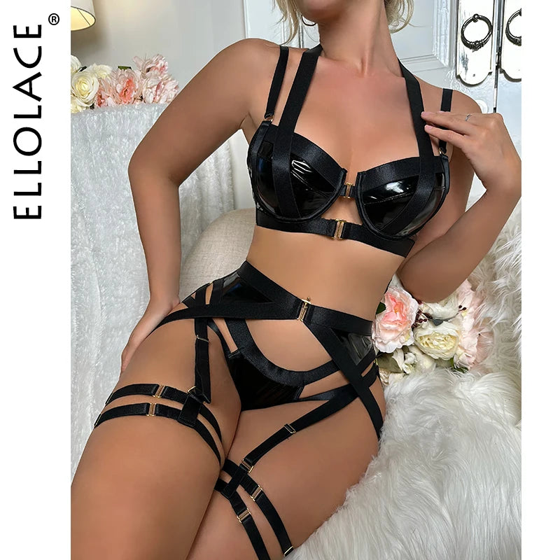 LuxeLace Crotchless Lingerie Set