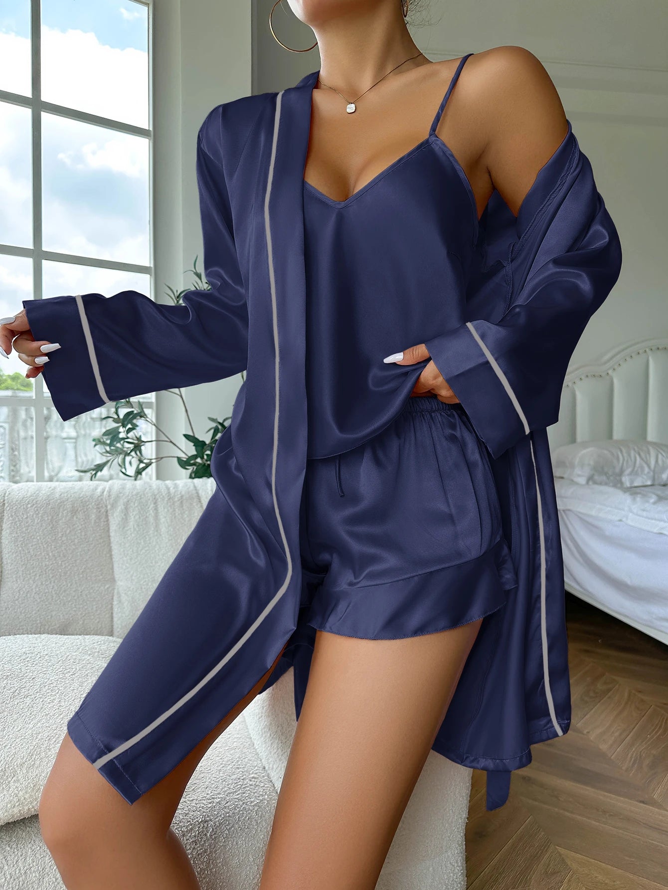 Satin Serenity Pajama Set & Robe Combo