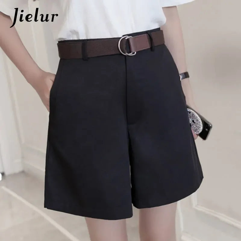 Jielur Shorts All-Match 4 Enfärgade Sashes Casual Shorts