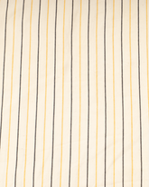 Vit och gulrandig hooded strandponcho i återvunnen bomull, herrmodell.