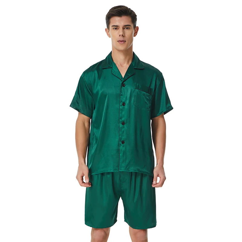 Tony&Candice Satin Silk Pajamas Shorts for Men Rayon Silk