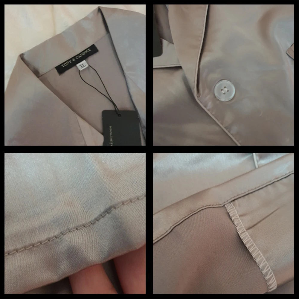 Tony&Candice Satin Silk Pajamas Shorts for Men Rayon Silk
