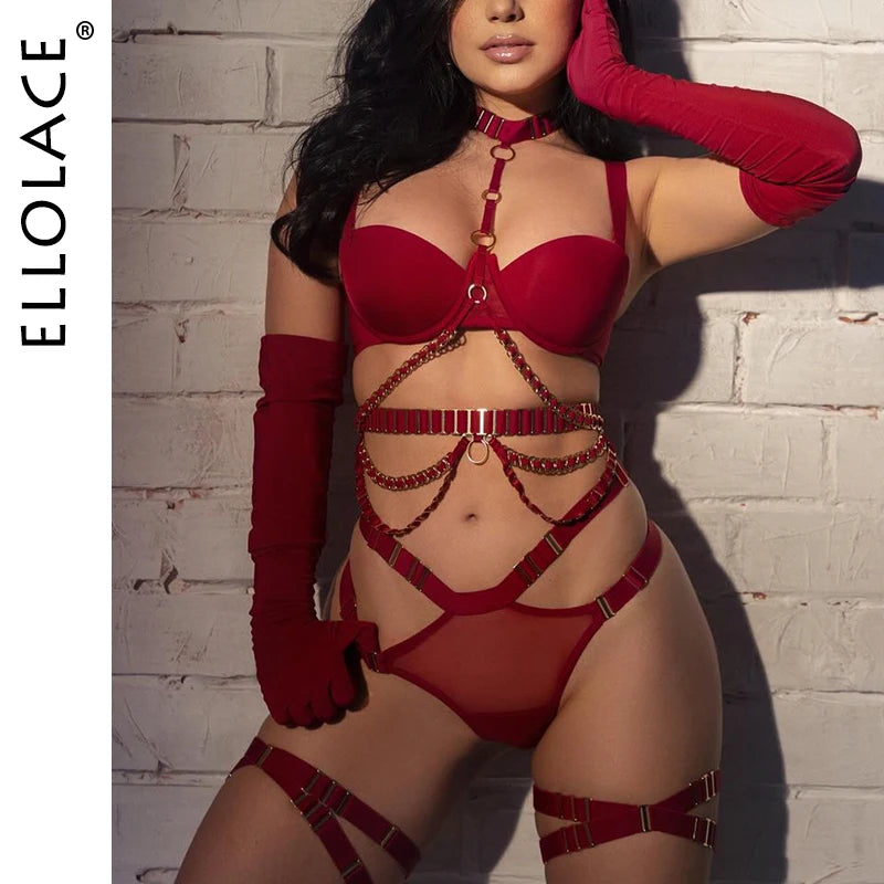 Luxe Red Temptation 8-Piece Lingerie Set