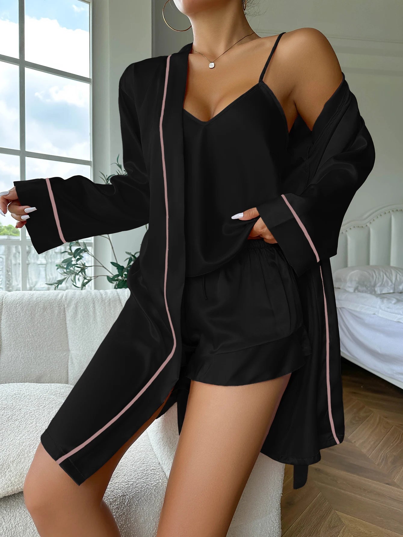 Satin Serenity Pajama Set & Robe Combo