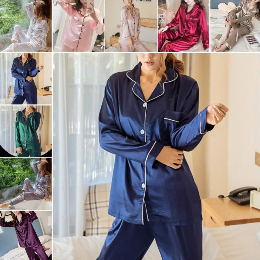 Silk Serenity: Luxe Satin Pajama Set for Women