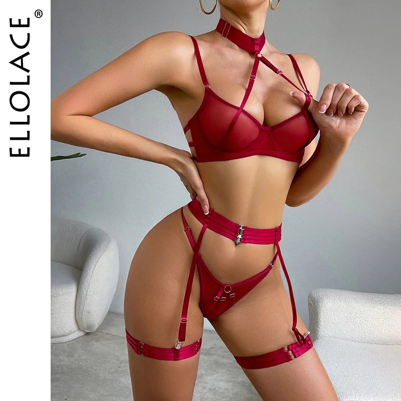 Ellolace Lace Sensual Halter Lingerie Set