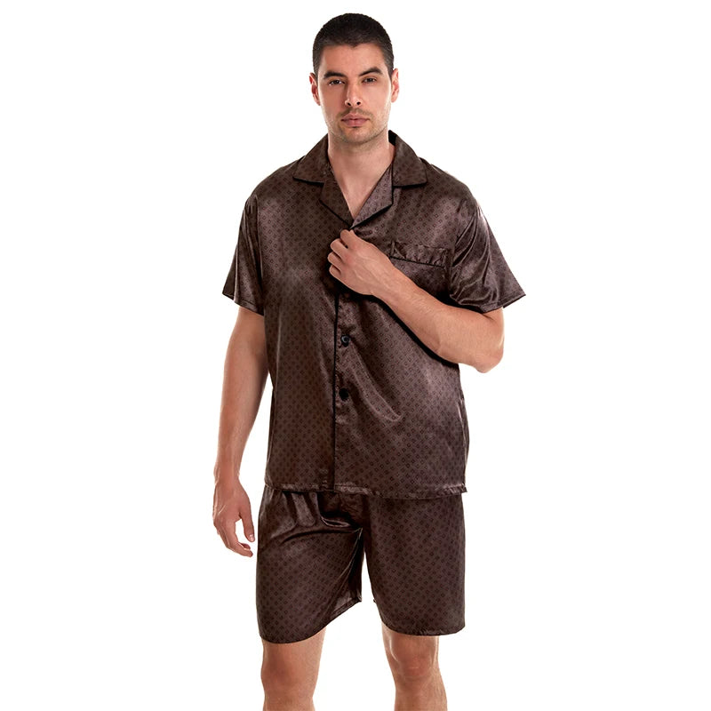 Tony&Candice Satin Silk Pajamas Shorts for Men Rayon Silk