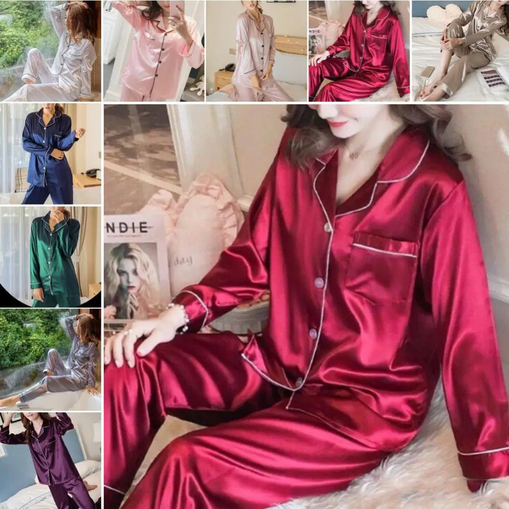 Silk Serenity: Luxe Satin Pajama Set for Women