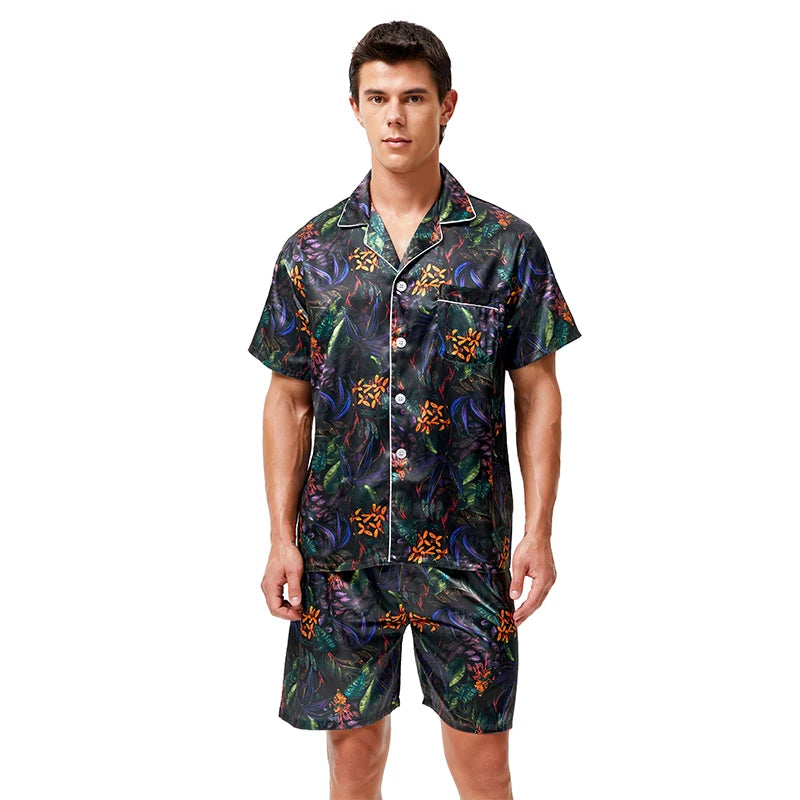 Tony&Candice Satin Silk Pajamas Shorts for Men Rayon Silk