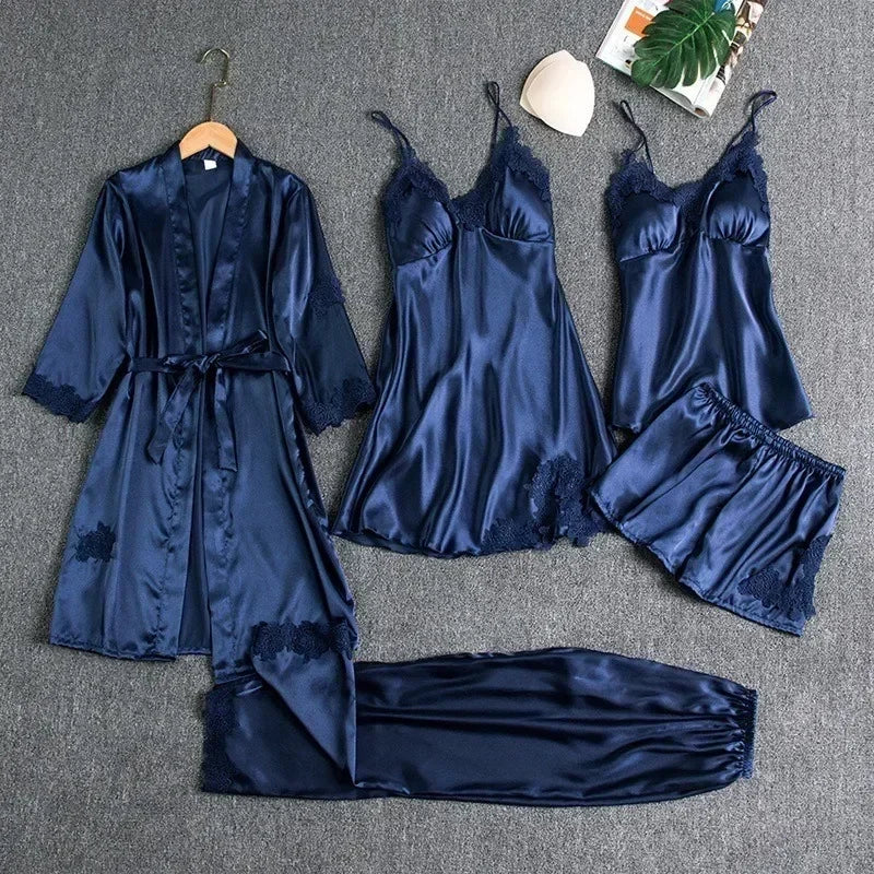 Silk Dreams: 5-Piece Luxe Women's Sleepwear Set