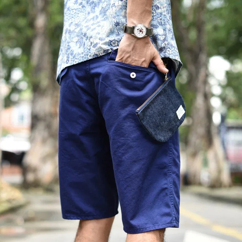 SauceZhan  Men Short Chino Pants Navy Shorts