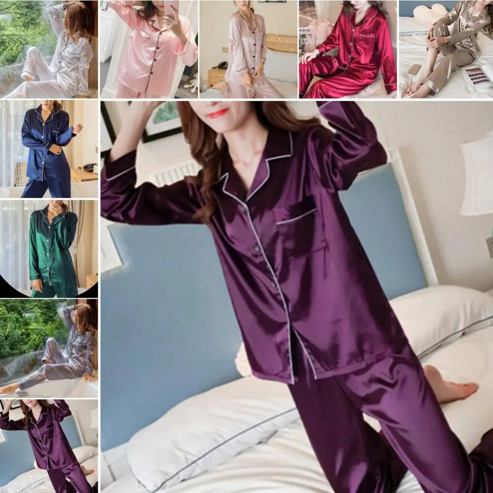 Silk Serenity: Luxe Satin Pajama Set for Women