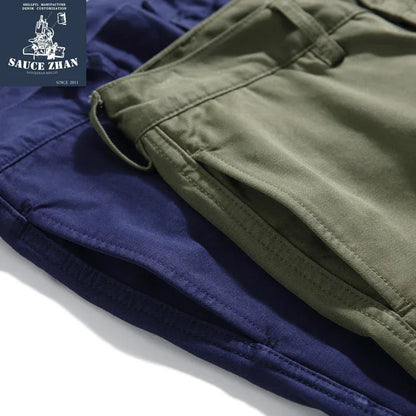 SauceZhan  Men Short Chino Pants Navy Shorts