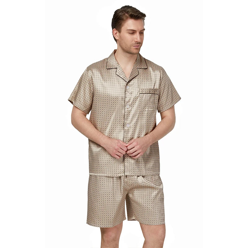 Tony&Candice Satin Silk Pajamas Shorts for Men Rayon Silk