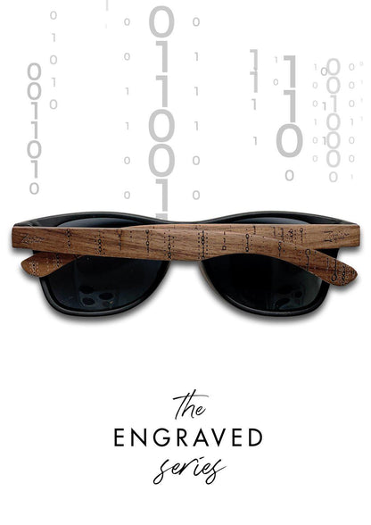 Eyewood | Engraved Wooden Sunglasses - Binary