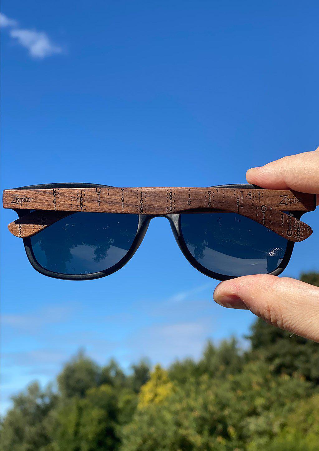 Eyewood | Engraved Wooden Sunglasses - Binary