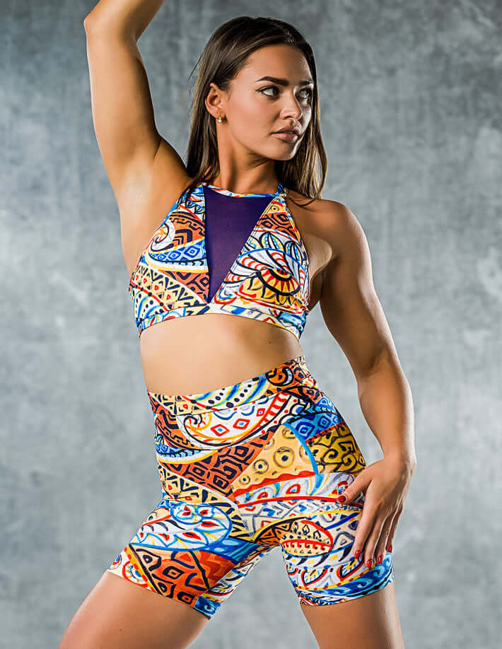 Färgglada leggings med indiska sommarinspirerade mönster i bomulls- och elastanblandning, hög midja.